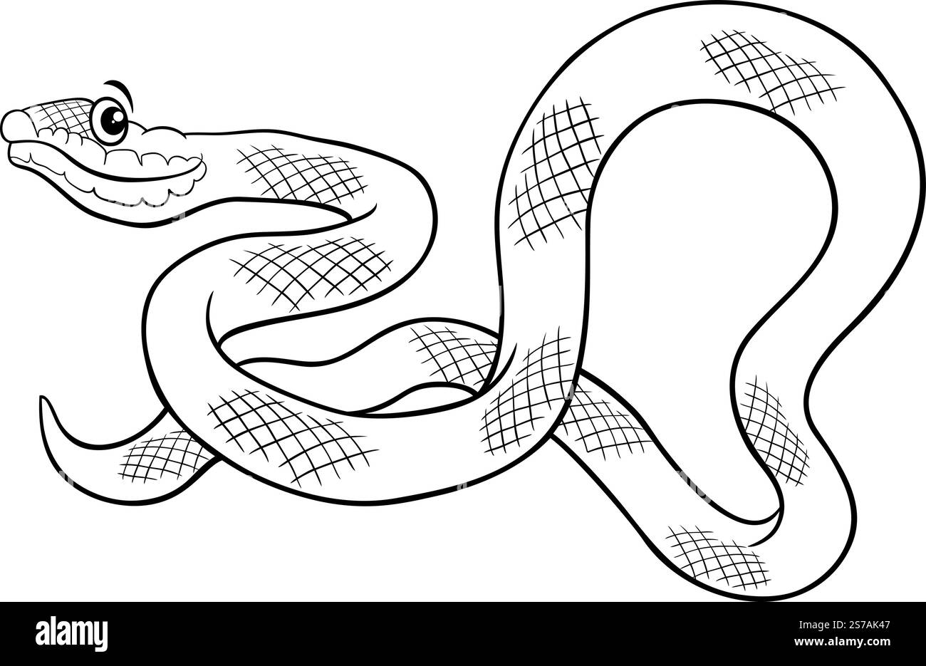 Illustration de dessin animé de drôle de page de coloration de caractère animal de reptile de serpent Illustration de Vecteur
