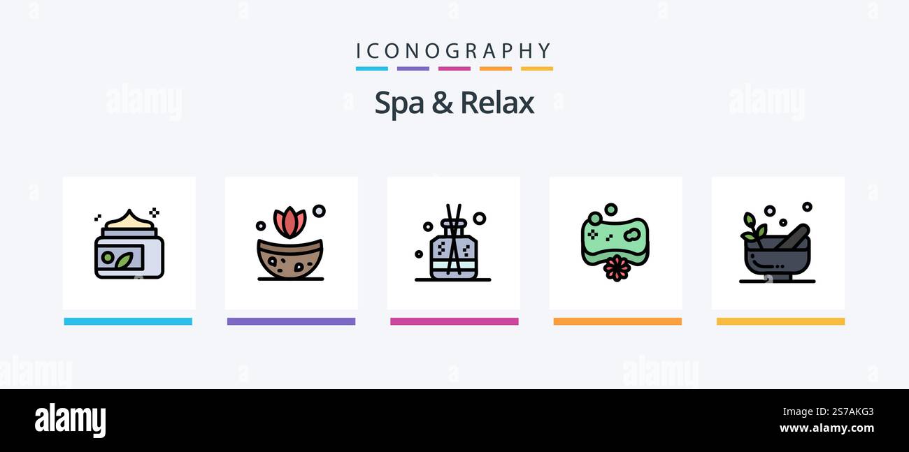 Spa et Relax Line 5 Icon Pack incluant spa . massage . spa. détente. Création d'icônes créatives Illustration de Vecteur