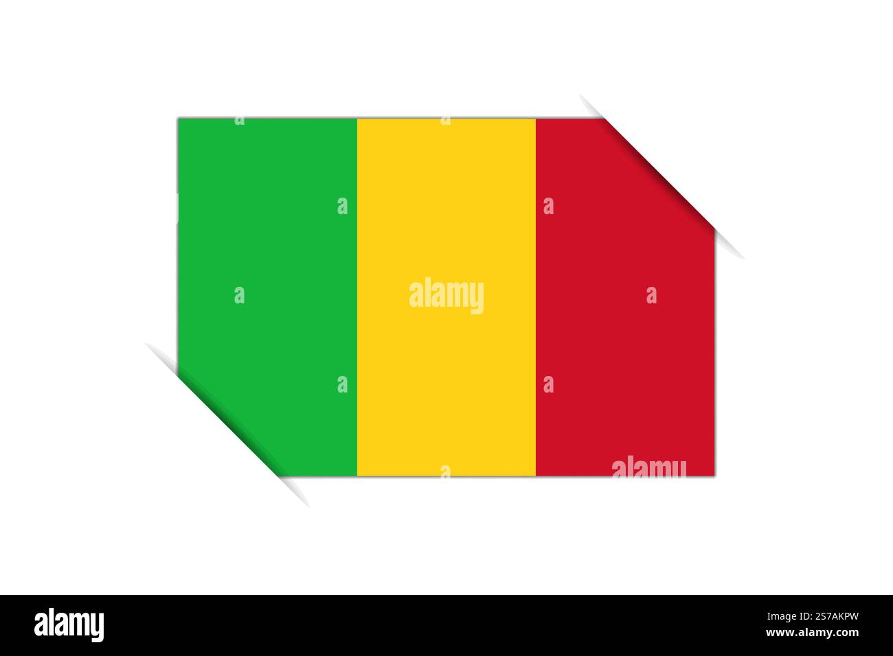 Drapeau du Mali - rectangle drapeau coloré représentant l'identité culturelle et le patrimoine d'un pays. L'essence de la fierté et de l'unité nationales. Attaché par les coins dans un album papier Illustration de Vecteur