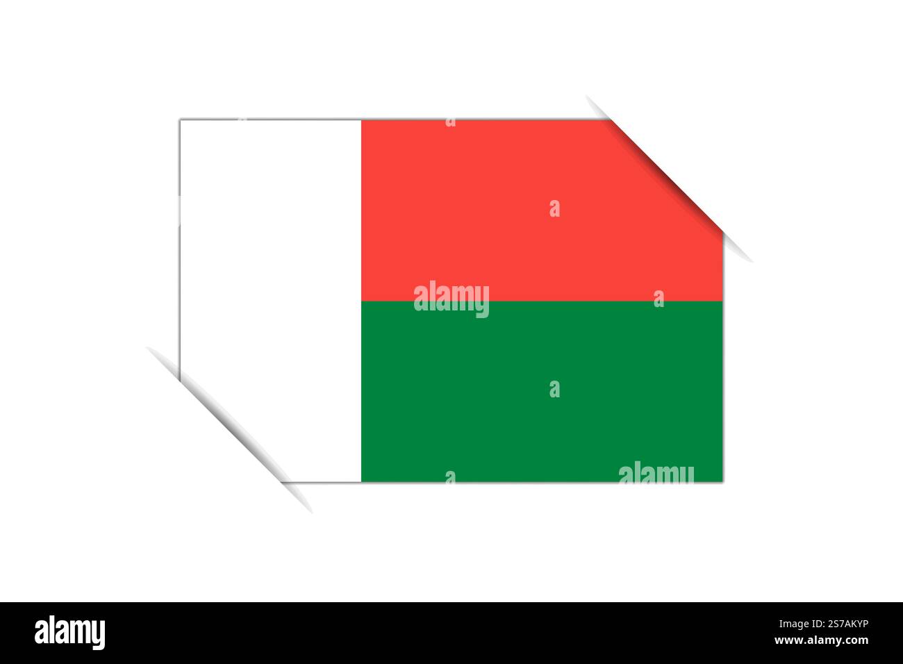Drapeau de Madagascar - rectangle drapeau coloré représentant l'identité culturelle et le patrimoine d'un pays. L'essence de la fierté et de l'unité nationales. Attaché par les coins dans un album papier Illustration de Vecteur