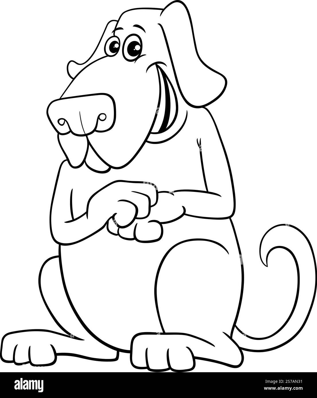 Illustration de dessin animé de drôle de chien comique animal page à colorier Illustration de Vecteur