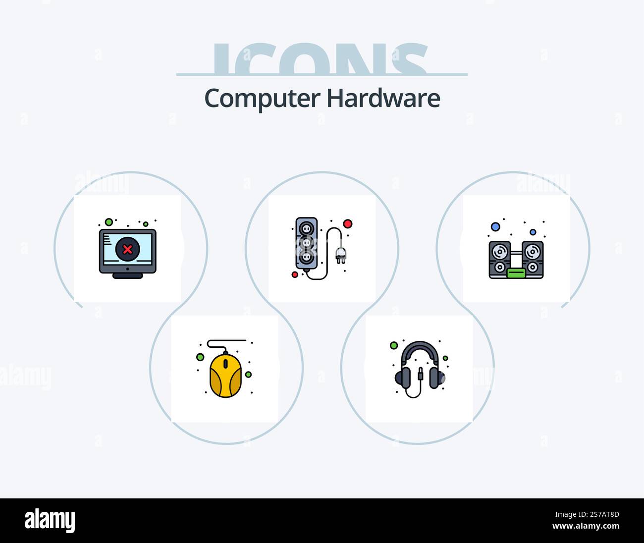 Pack d'icônes 5 de la gamme matériel informatique conception d'icônes. dur. dur. port. lecteur. matériel Illustration de Vecteur