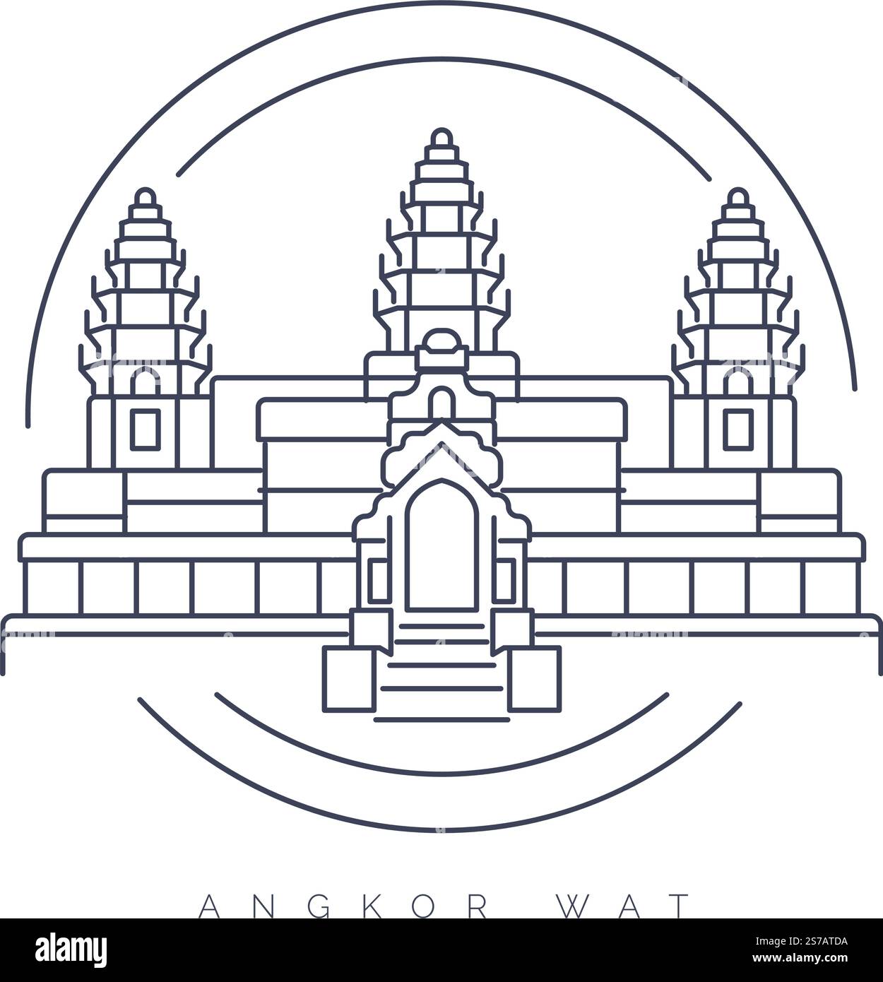 Angkor Wat un complexe de temples hindou-bouddhistes au Cambodge - illustration stock comme fichier EPS 10 Illustration de Vecteur
