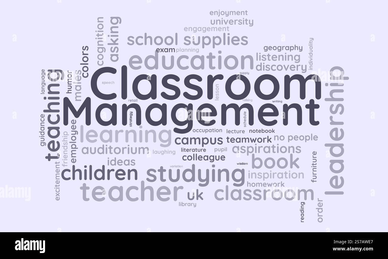 Modèle de nuage de mots pour la gestion de classe. Fond de vecteur de concept de gestion de classe tagcloud. Illustration de Vecteur