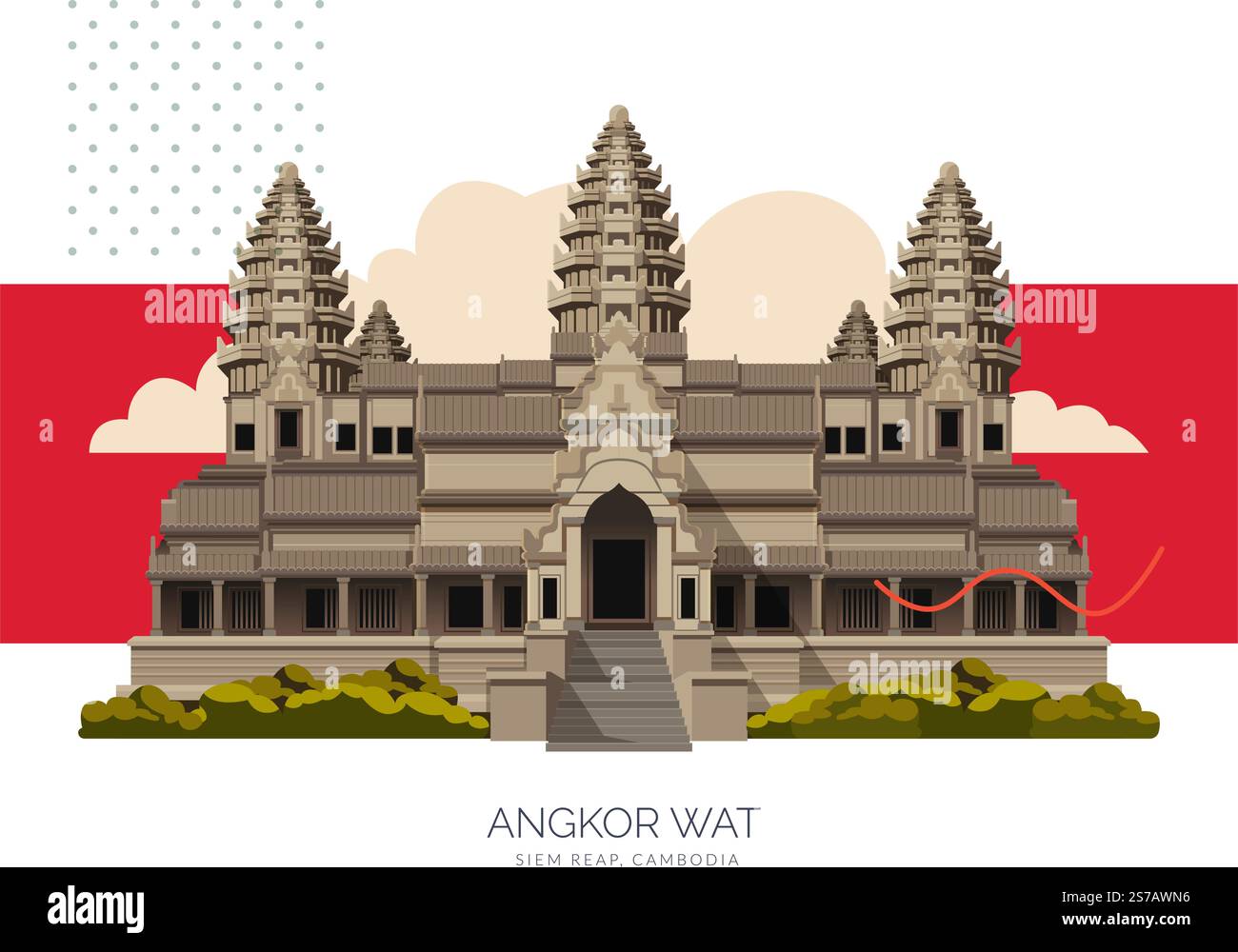Angkor Wat un complexe de temples hindou-bouddhistes au Cambodge - illustration stock comme fichier EPS 10 Illustration de Vecteur