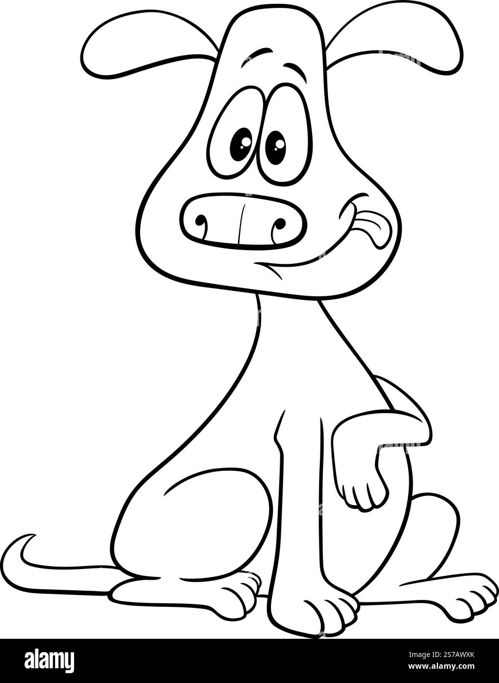 Illustration de dessin animé de drôle de chien comique animal page à colorier Illustration de Vecteur