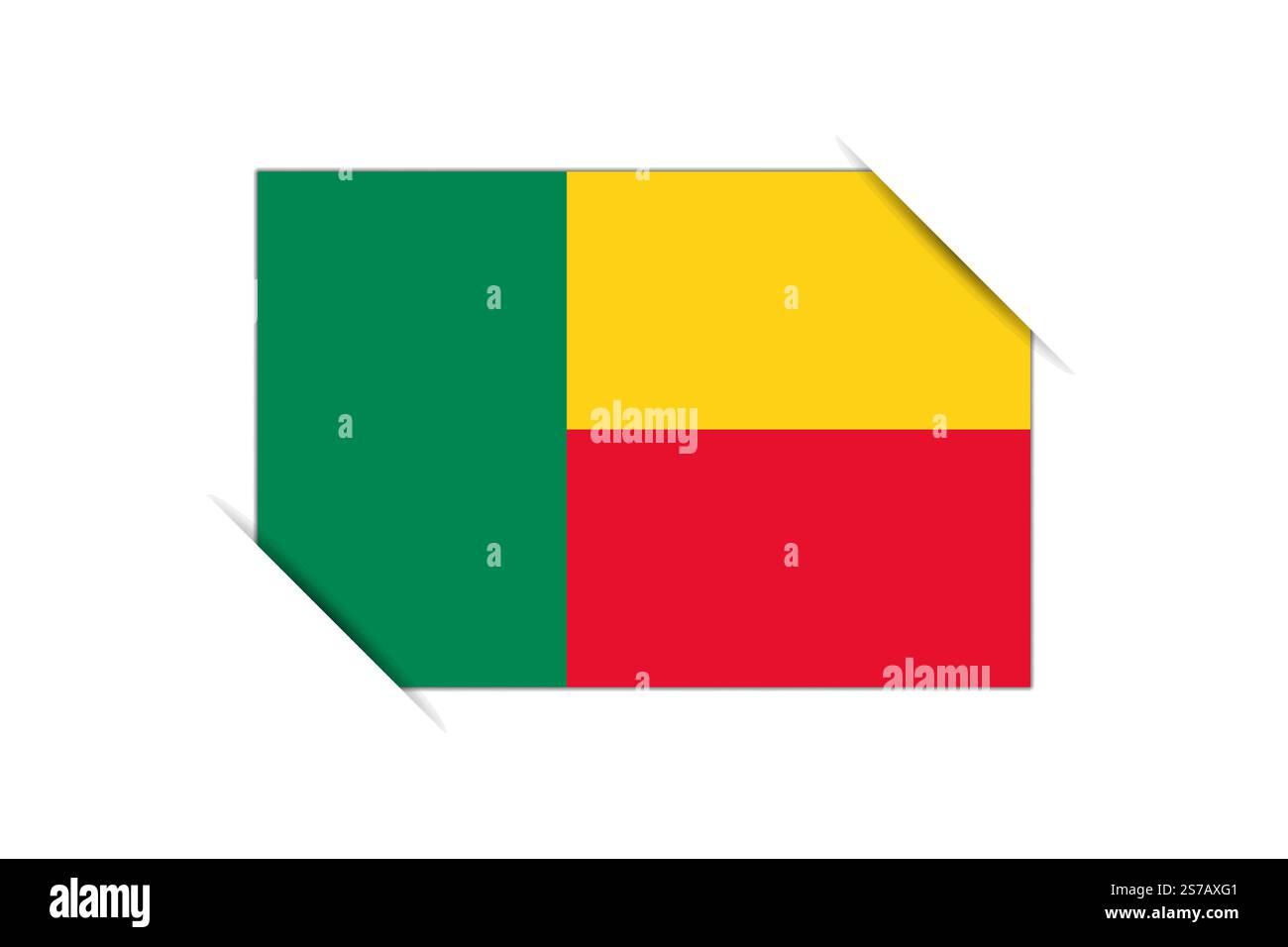 Drapeau Bénin - rectangle drapeau coloré représentant l'identité culturelle et le patrimoine d'un pays. L'essence de la fierté et de l'unité nationales. Attaché par les coins dans un album papier Illustration de Vecteur