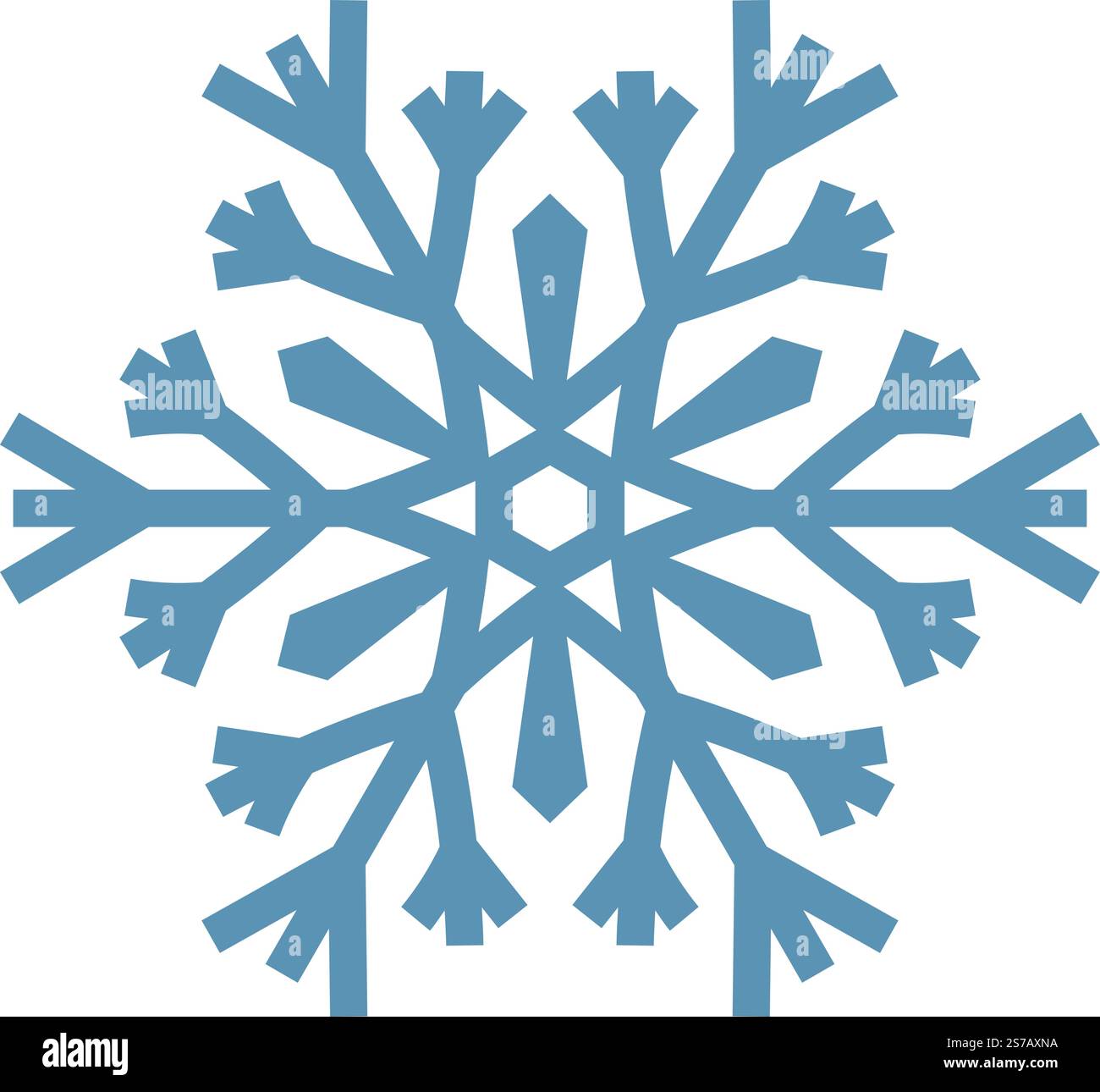 Flocon de neige stylisé à six pointes évoquant l'hiver, la glace, la neige, le froid, noël, et des motifs congelés, parfaits pour des motifs festifs et des projets sur le thème de l'hiver Illustration de Vecteur