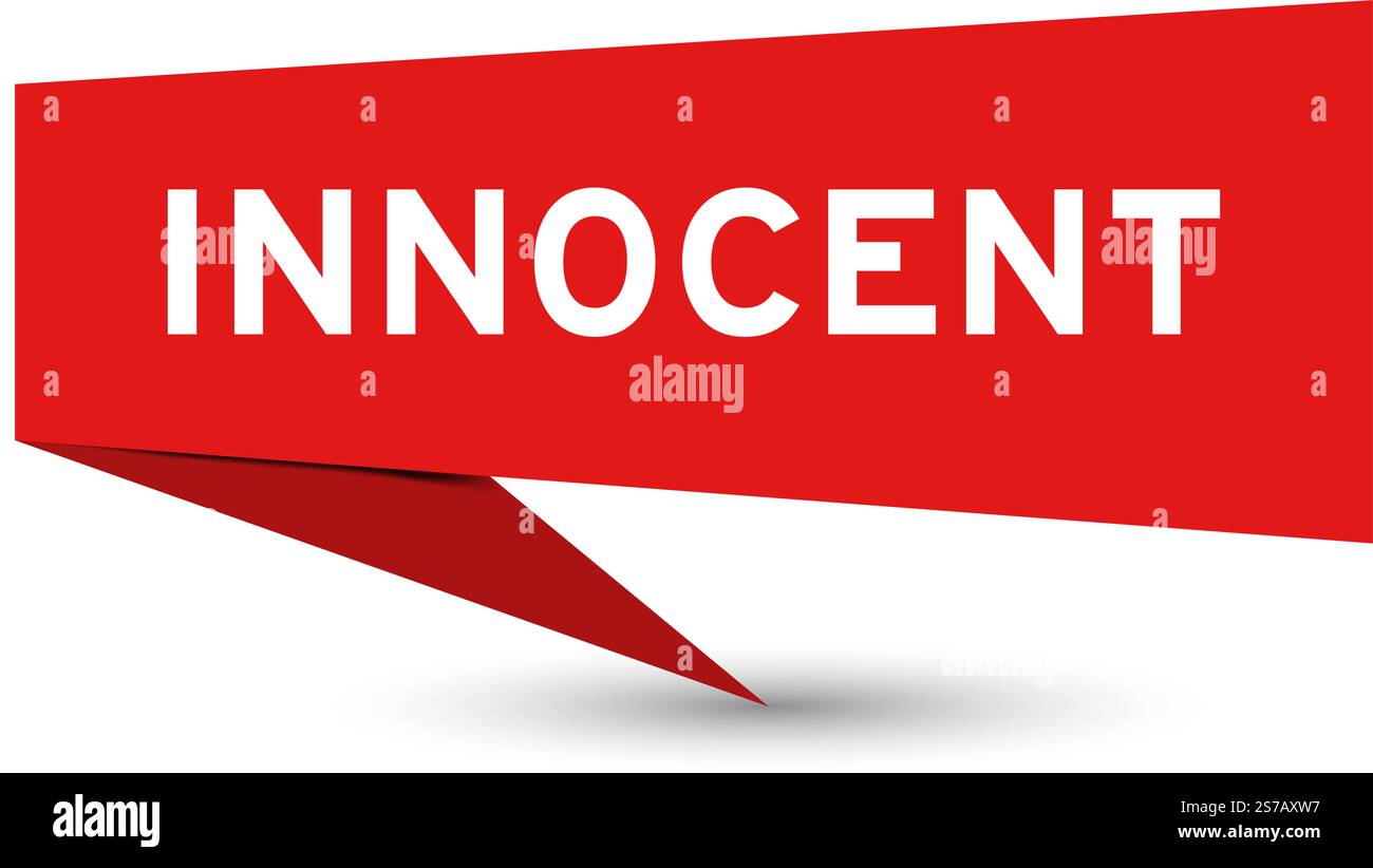 Bannière de discours de couleur rouge avec le mot innocent sur fond blanc Illustration de Vecteur