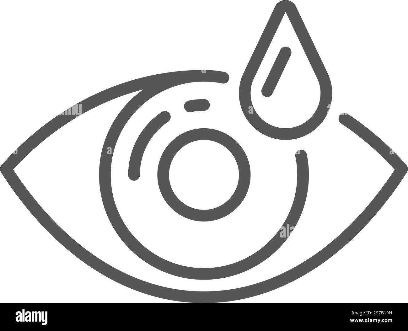 Gouttes pour les yeux lubrifiant un œil sec avec des larmes, soulageant les irritations, les rougeurs, et apportant un soulagement apaisant pour les yeux fatigués, favorisant la santé oculaire et c Illustration de Vecteur
