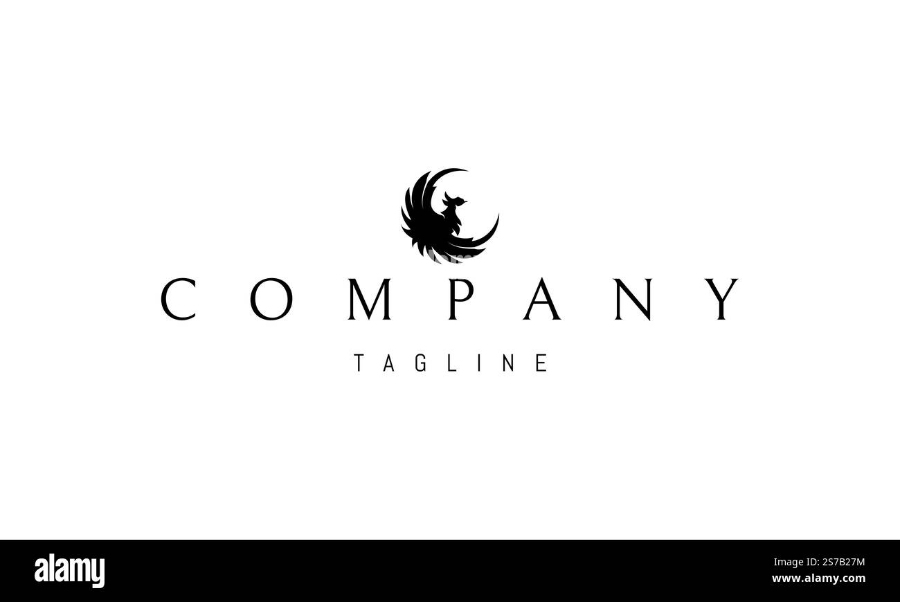 Logo vectoriel avec une image abstraite d'un phoenix en forme de cercle. Illustration de Vecteur