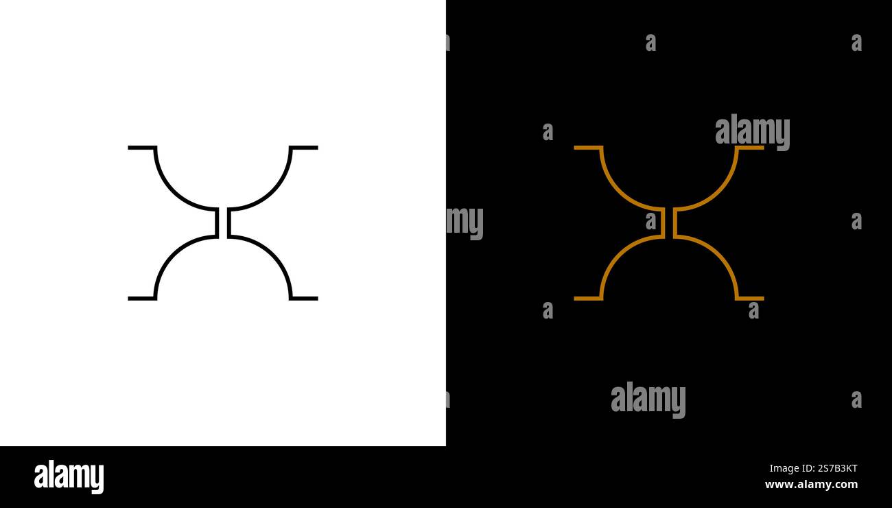 Design géométrique unique du logo H avec fond noir et blanc contrasté Illustration de Vecteur