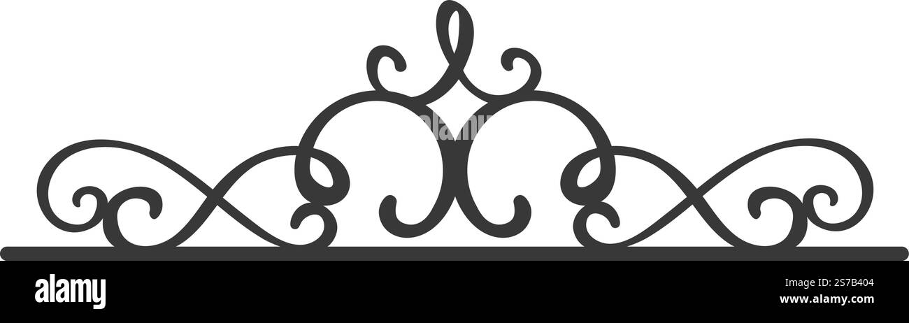 Élégante bordure décorative tourbillonnante formant un design symétrique, parfait pour ajouter une touche de sophistication et de style aux invitations, documents, ou Illustration de Vecteur