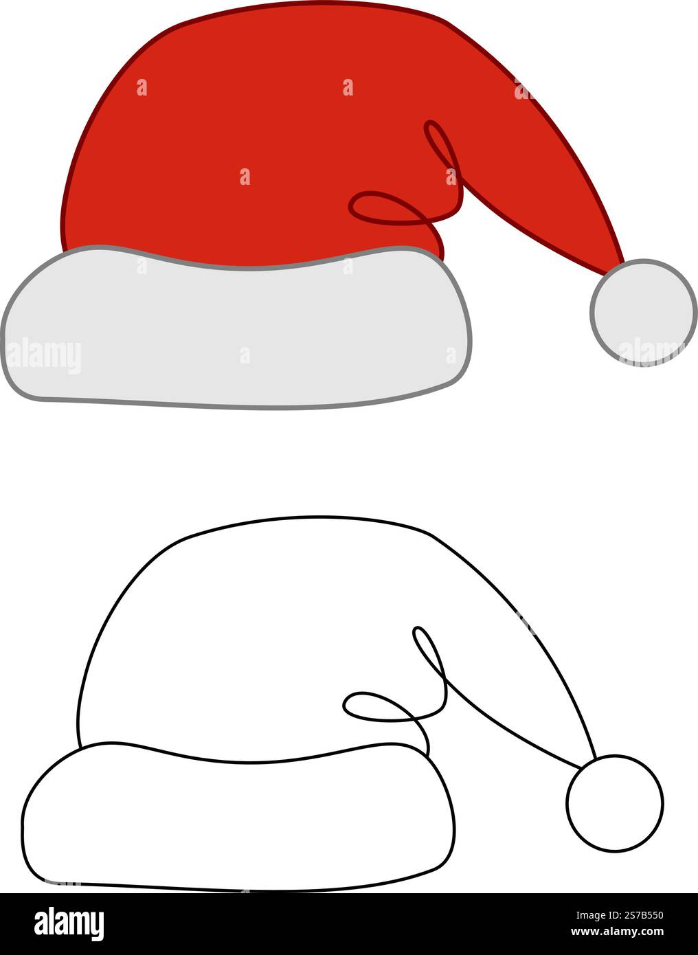 Santa Hat Noël chapeau rouge et blanc dessin illustration vectorielle ligne graphique sur fond transparent Illustration de Vecteur