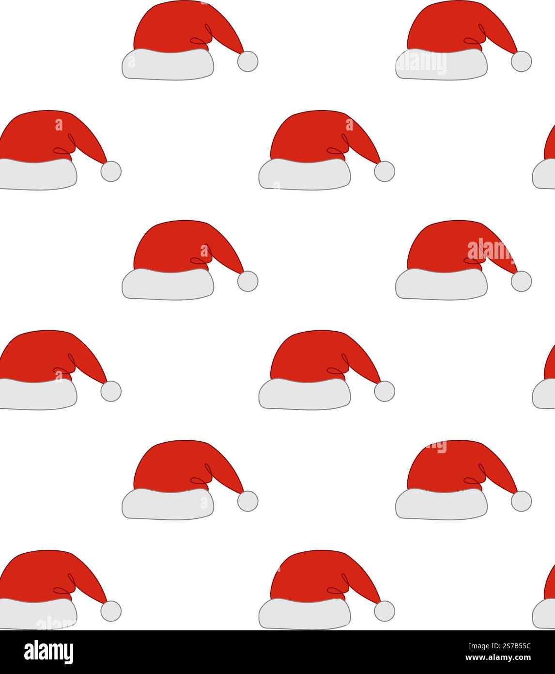 Chapeau de Noël modèle sans couture vecteur Santa Claus ligne graphique bande dessinée cadeau emballage papier tuile fond de répétition de papier peint illustration écharpe isolat Illustration de Vecteur