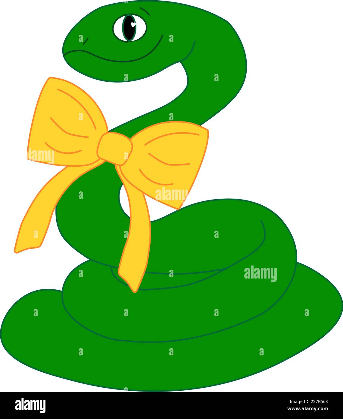 Personnage de serpent de bande dessinée avec arc en ruban jaune nouvel an lunaire chinois 2025. Vecteur animal zodiaque asiatique orné d'arcs et gilet, représente t joyeux Illustration de Vecteur Personnage de serpent de bande dessinée avec arc en ruban jaune nouvel an lunaire chinois 2025. Vecteur animal zodiaque asiatique orné d'arcs et gilet, représente t joyeux Illustration de Vecteur