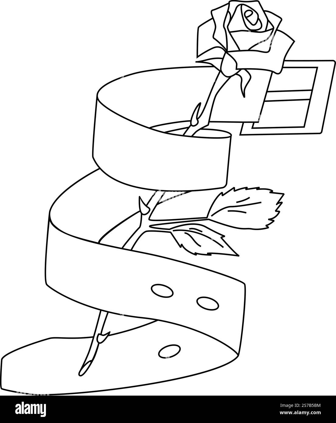 Image dessinée à la main d'une rose enveloppée dans une ceinture en cuir. Illustration vectorielle sur fond transparent. Illustration de Vecteur