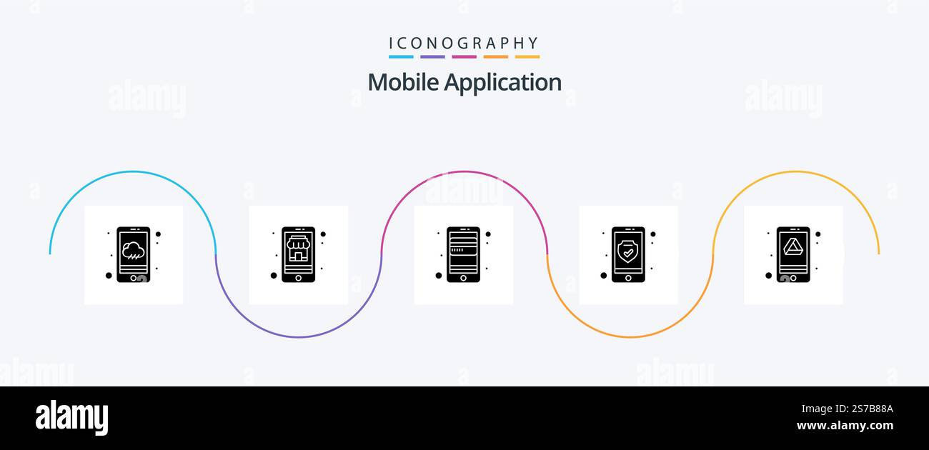 Pack d'icônes Glyph 5 pour applications mobiles comprenant google. vérifier. carte atm. sécurité. données Illustration de Vecteur