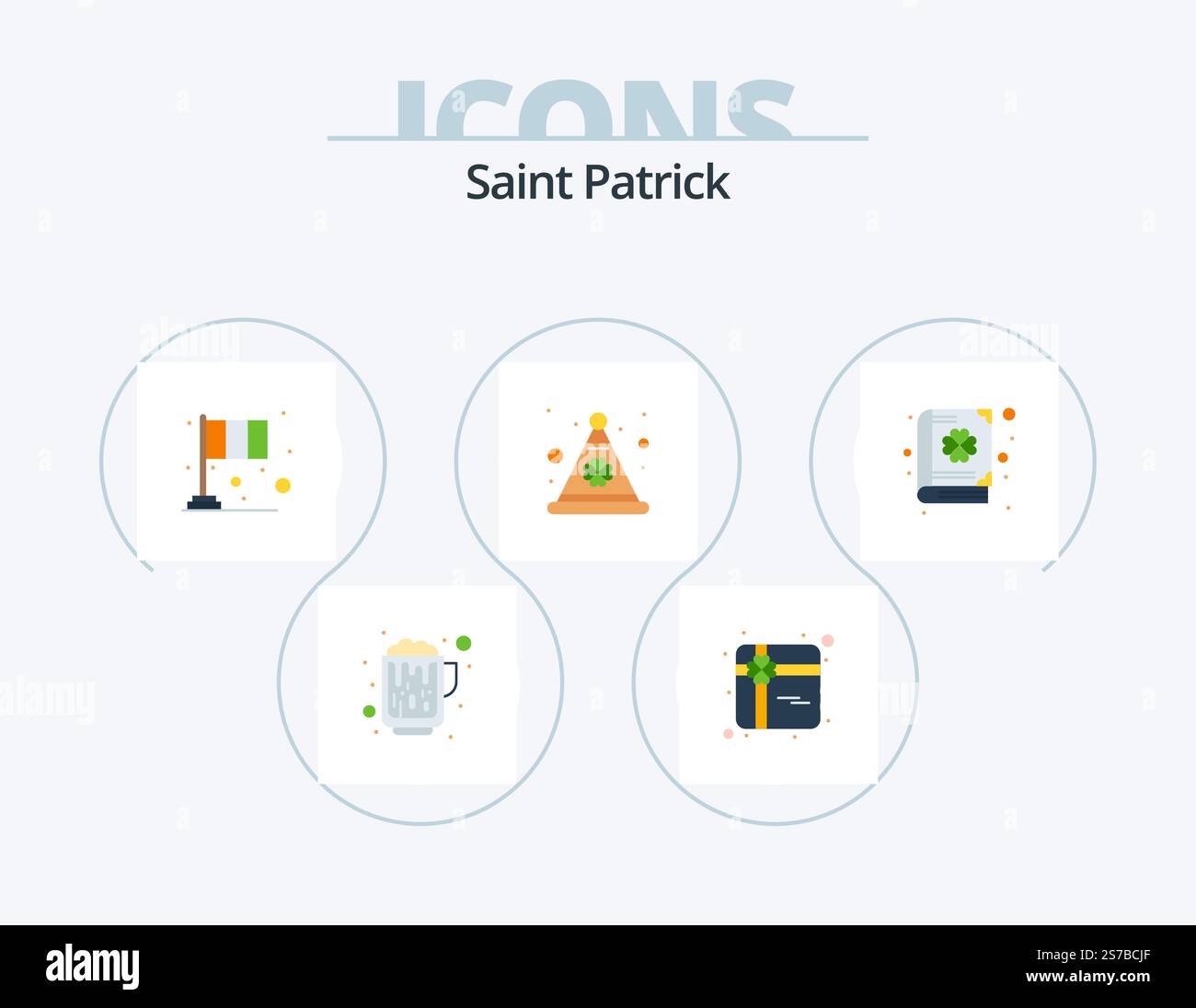 Saint Patrick Flat Icon Pack 5 Icon Design. trèfle. irlandais. festival. festival. bouchon Illustration de Vecteur