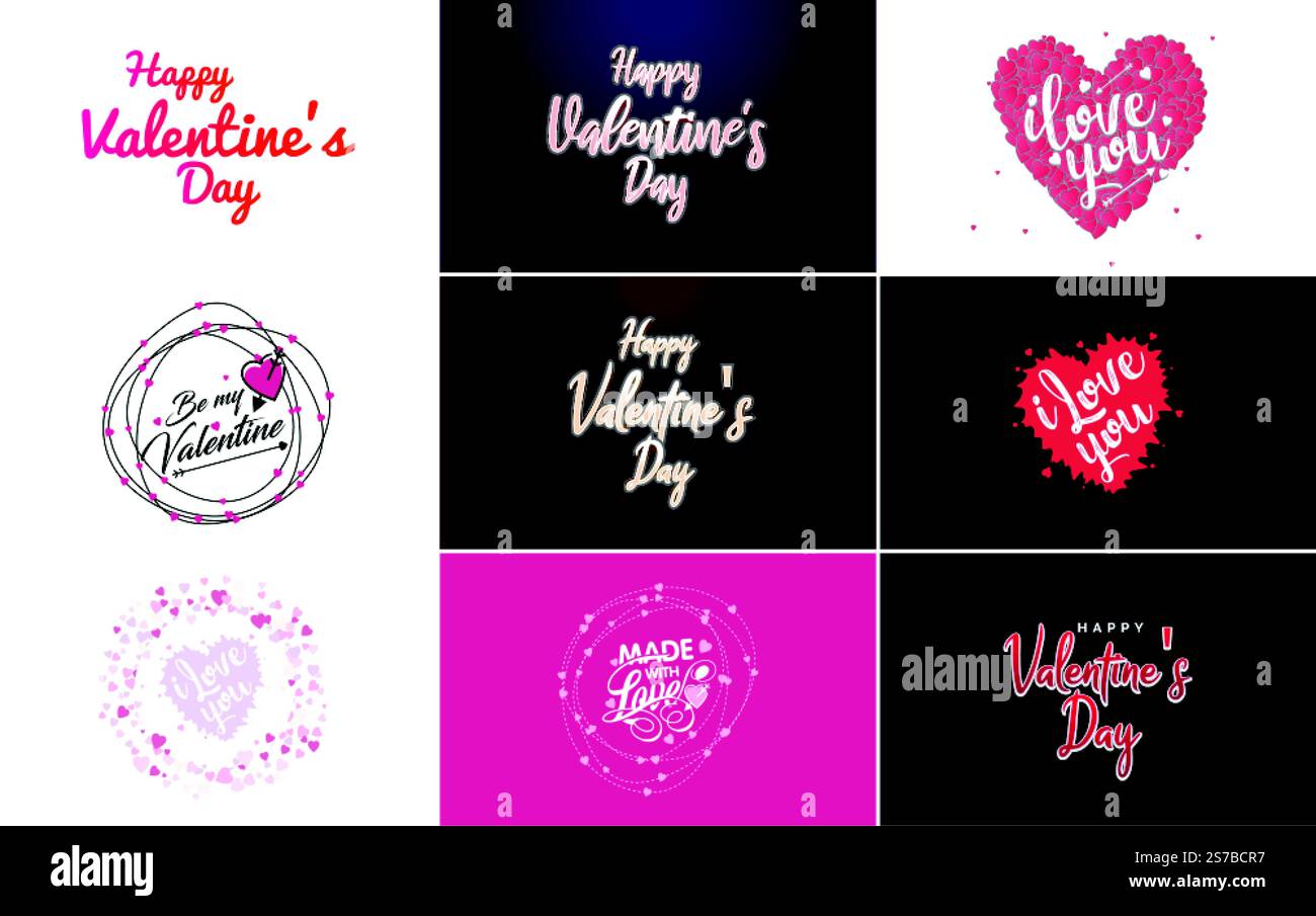 Modèle de carte de voeux Happy Valentine & rsquo ; s Day avec un thème floral et un schéma de couleurs roses Illustration de Vecteur