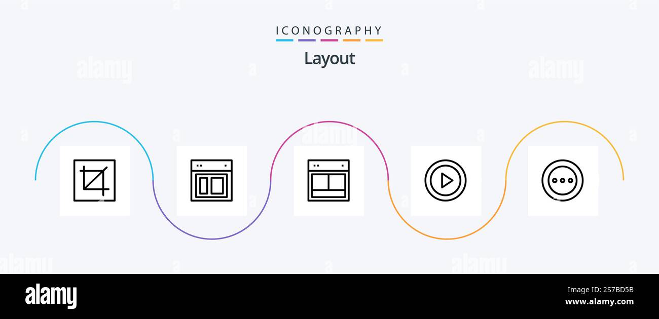 Pack d'icônes de la ligne de disposition 5, chargement inclus. points de suspension. web. ux. mise en page Illustration de Vecteur