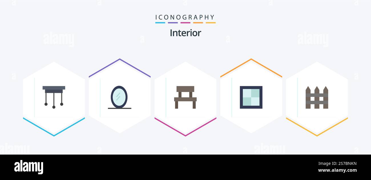 Pack intérieur 25 Flat Icon avec clôture. chambre. jardin. intérieur. accueil Illustration de Vecteur