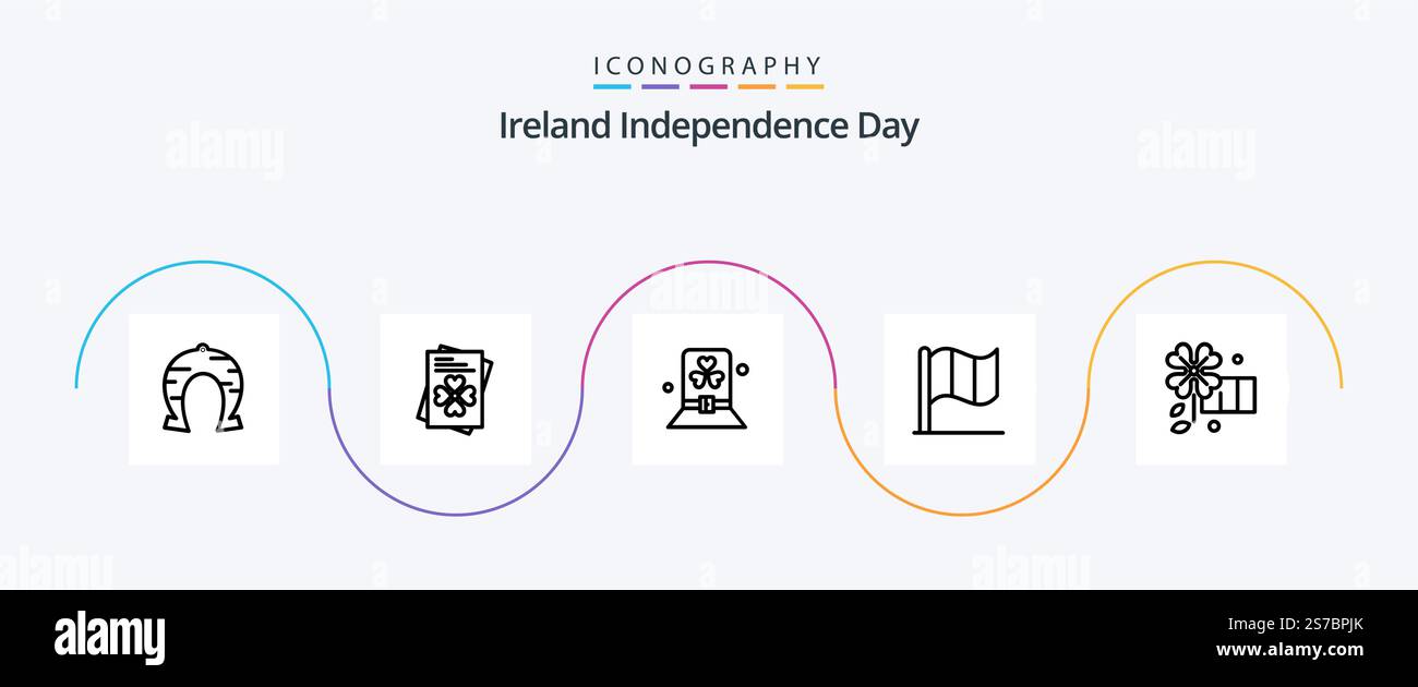 Ireland Independence Day Line 5 Icon Pack comprenant une fleur. irlandais. costume. irlande. patrick Illustration de Vecteur