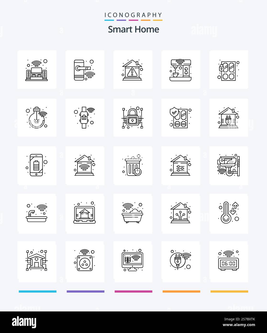 Pack d'icônes Creative Smart Home 25 Outline comme la cuisine. boisson. alerte. café. propriété Illustration de Vecteur