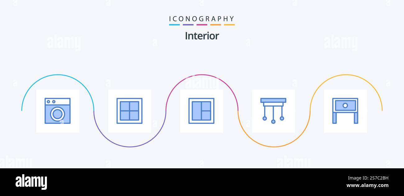 Pack intérieur Blue 5 Icon comprenant la maison. lustre. intérieur. en bois. intérieur Illustration de Vecteur