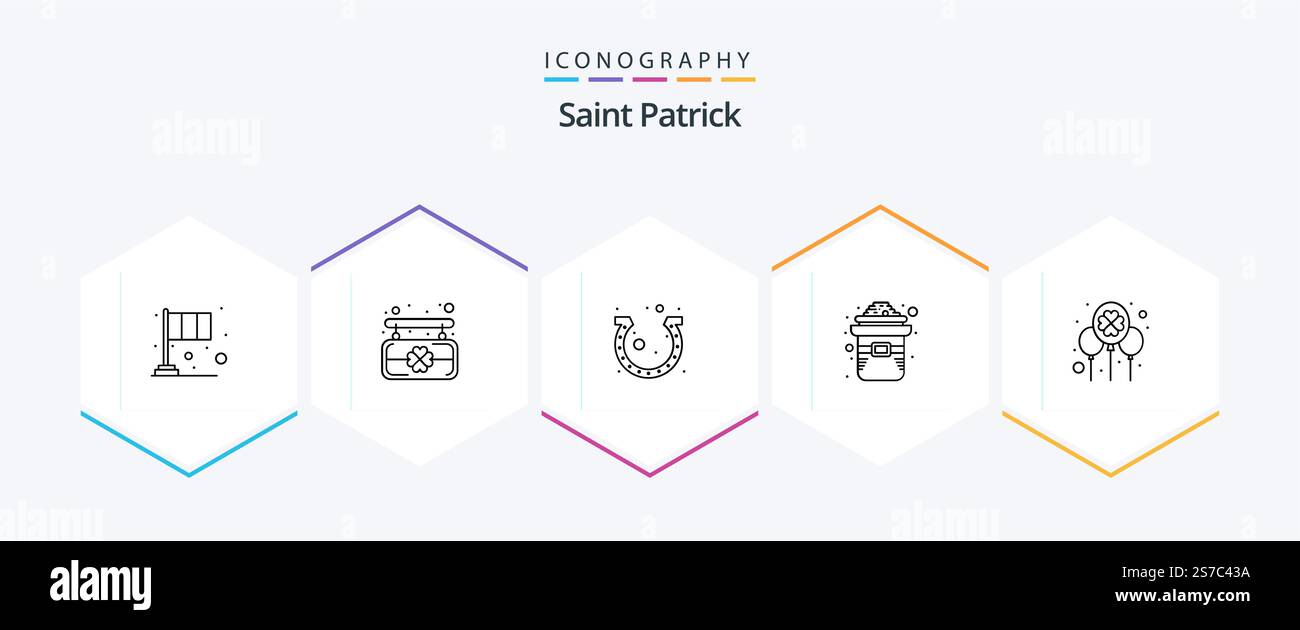 Coffret icône Saint Patrick 25 Line avec ballon. irlandais. jour. chapeau. chance Illustration de Vecteur