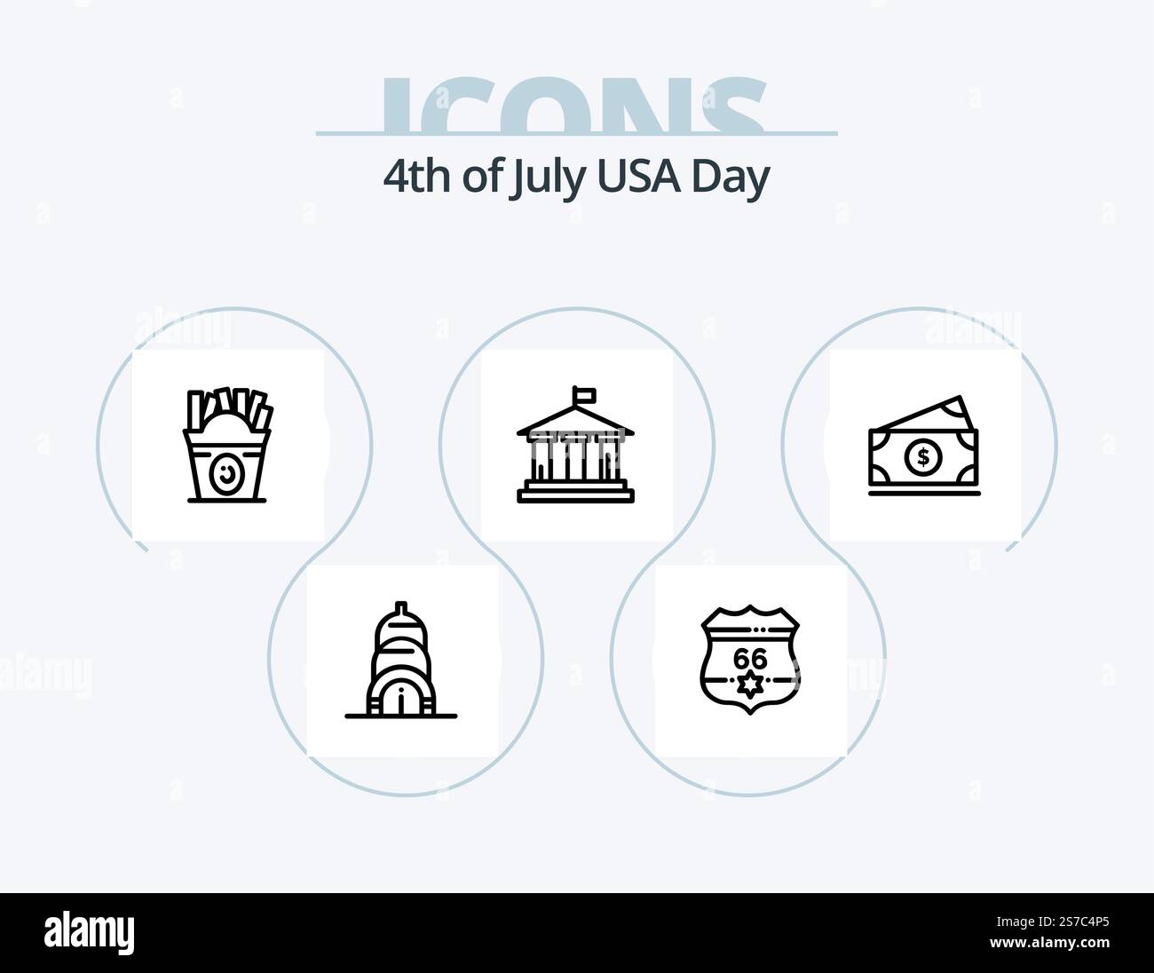 USA Line Icon Pack 5 Icon Design. lanceur. américain. états-unis. drapeau. vacances Illustration de Vecteur