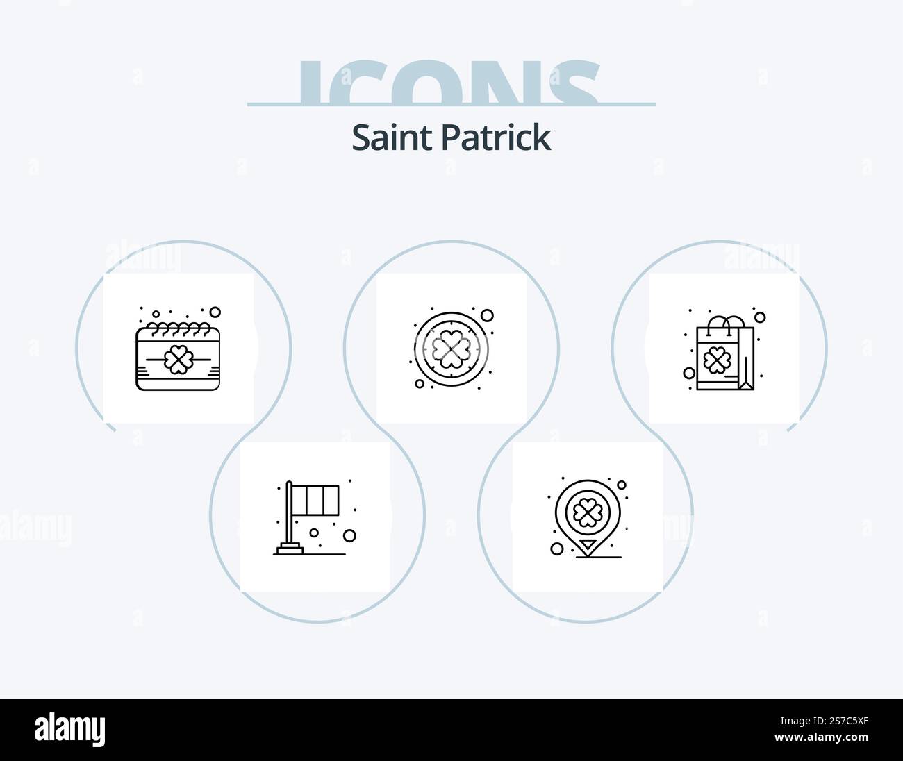 Saint Patrick Line Icon Pack 5 Icon Design. patrick. drapeau. chanceux. festival. vin Illustration de Vecteur