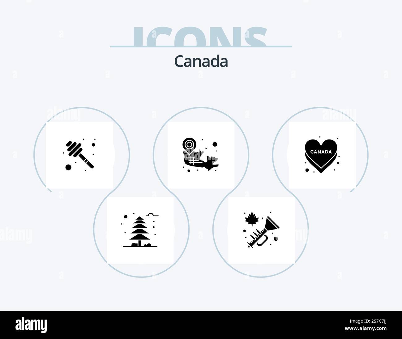 Canada Glyph Icon Pack 5 Icon Design. pays. carte. balancier. emplacement. canadien Illustration de Vecteur