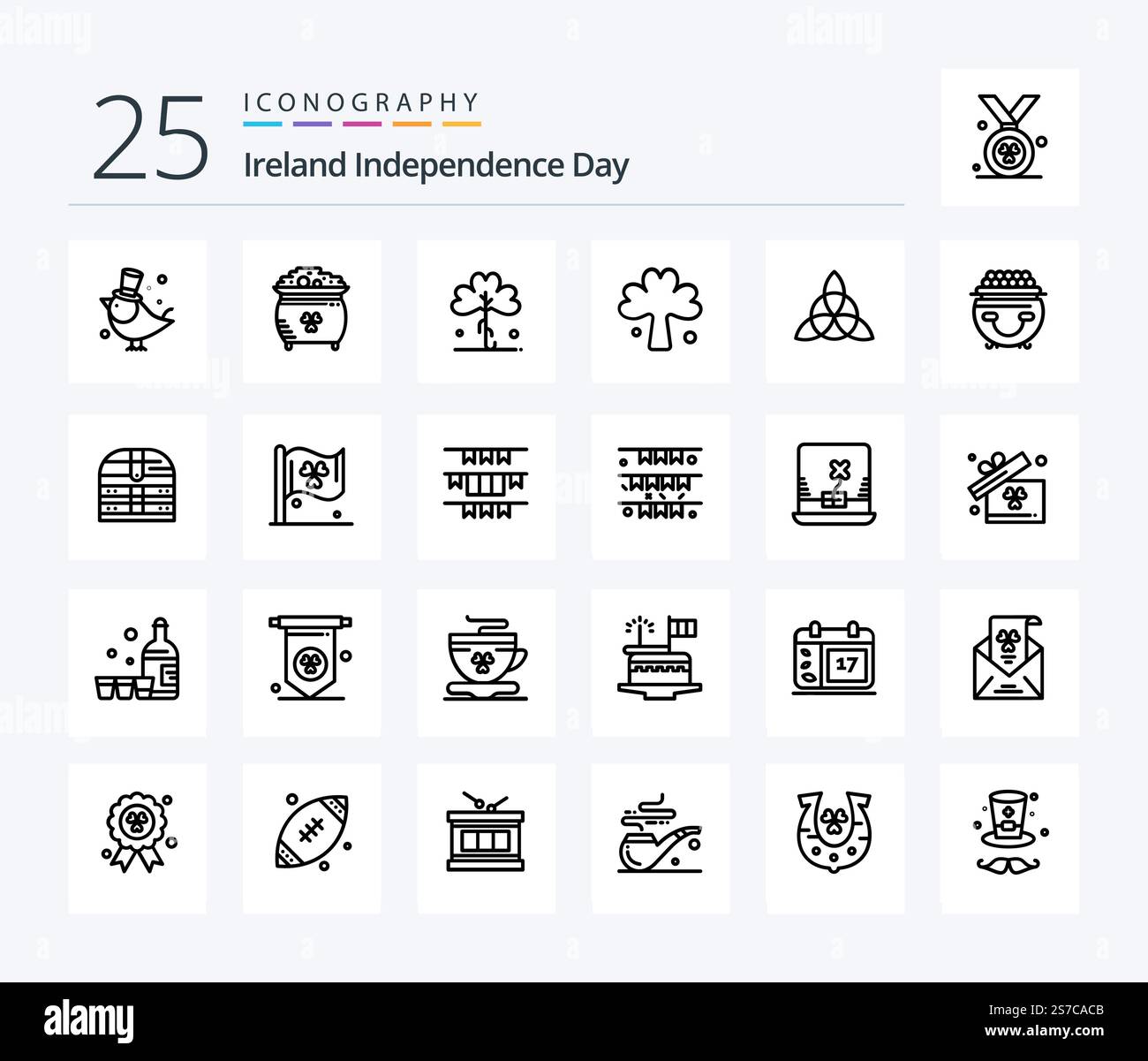 Ireland Independence Day 25 Line Icon pack comprenant fortune. irlande. st. celtique. irlandais Illustration de Vecteur