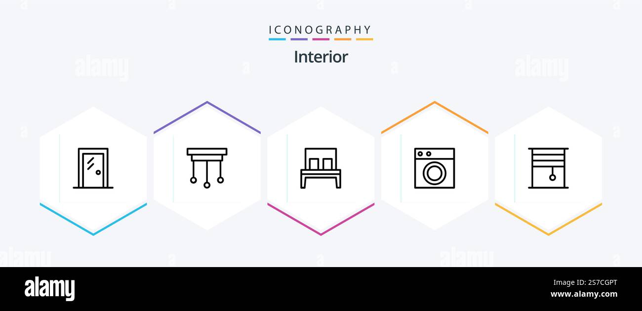 Pack intérieur 25 lignes Icon avec lavage. intérieur. intérieur. mobilier. sommeil Illustration de Vecteur