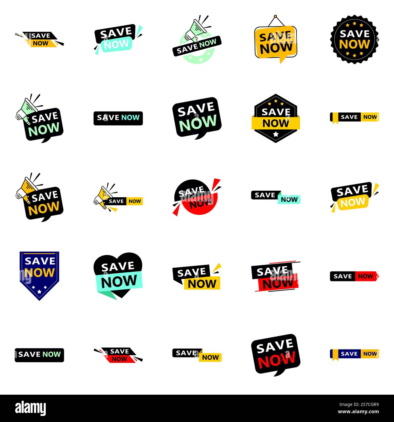 Économisez dès maintenant 25 modèles typographiques uniques pour stimuler l'engagement et les économies Illustration de Vecteur