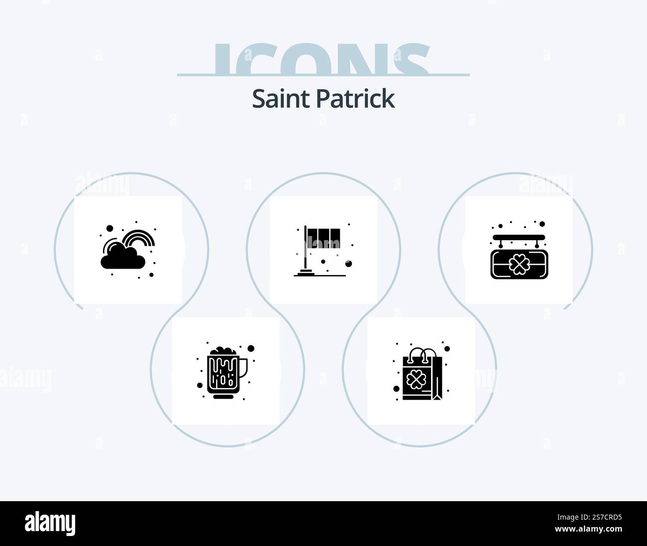 Saint Patrick Glyph Icon Pack 5 Icon Design. irlandais. festival. shopping. jour. chance Illustration de Vecteur