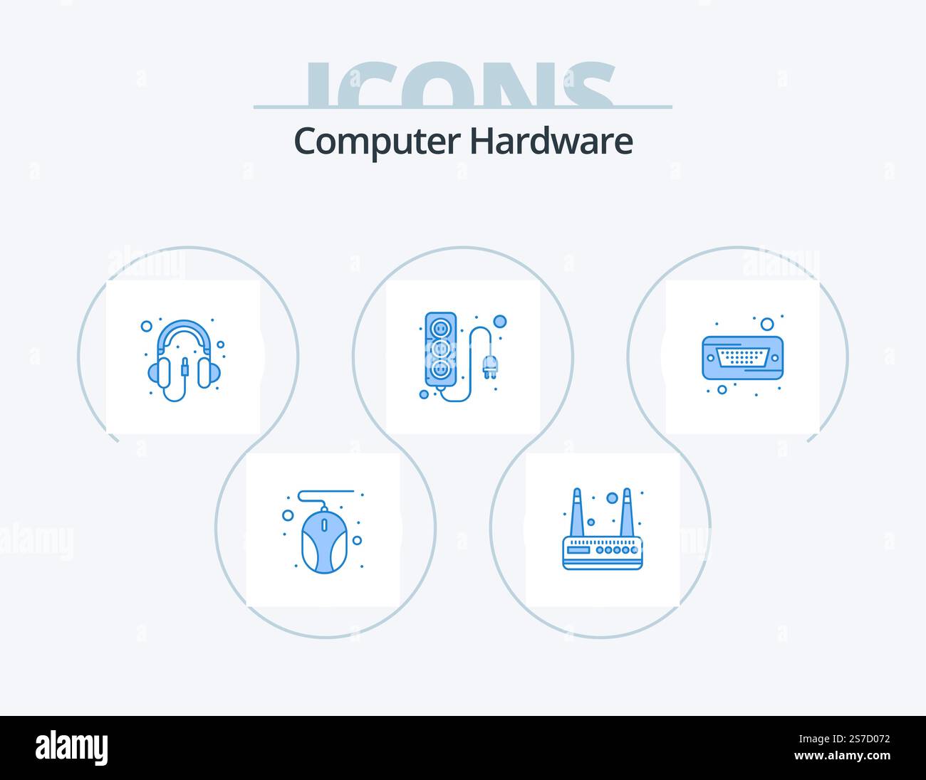 Matériel informatique Blue Icon Pack 5 Icon Design. dur. dur. matériel. lecteur. puissance Illustration de Vecteur