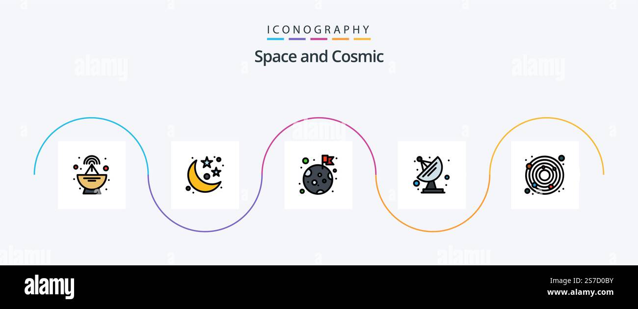 Pack d'icônes de la ligne d'espace 5 à plat comprenant . masse. lune. astronomie. communication Illustration de Vecteur Pack d'icônes de la ligne d'espace 5 à plat comprenant . masse. lune. astronomie. communication Illustration de Vecteur