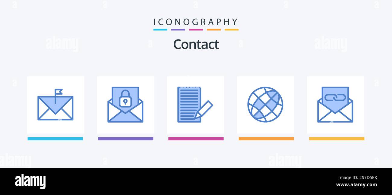 Contact Blue 5 Icon Pack avec terre. contact. verrouillage. communication. lettre. Création d'icônes créatives Illustration de Vecteur Contact Blue 5 Icon Pack avec terre. contact. verrouillage. communication. lettre. Création d'icônes créatives Illustration de Vecteur