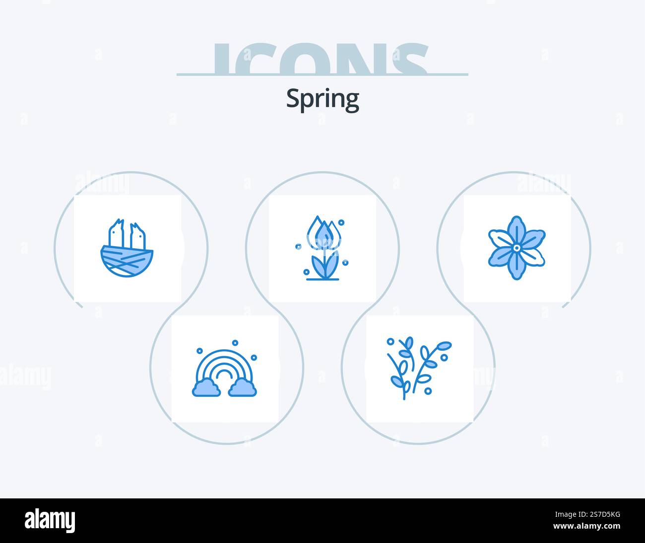 Spring Blue Icon Pack 5 Icon Design. fleur. nature. animal. fleur. la flore Illustration de Vecteur