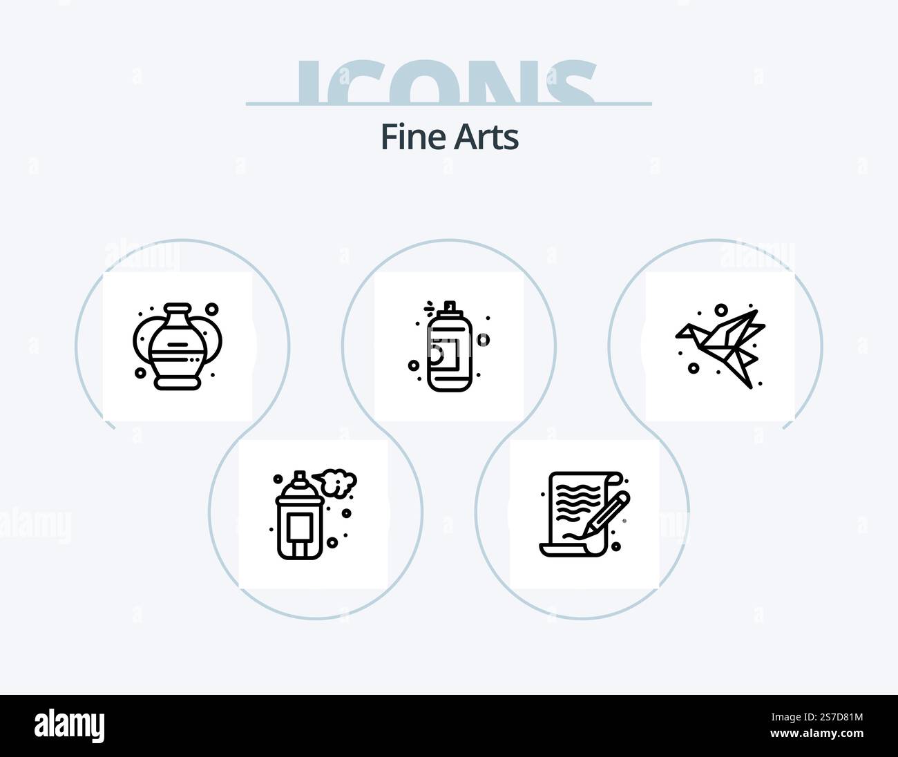 Design icône Pack 5 de la gamme des beaux-arts. pot de fleurs. peinture. graphique. peinture artistique Illustration de Vecteur