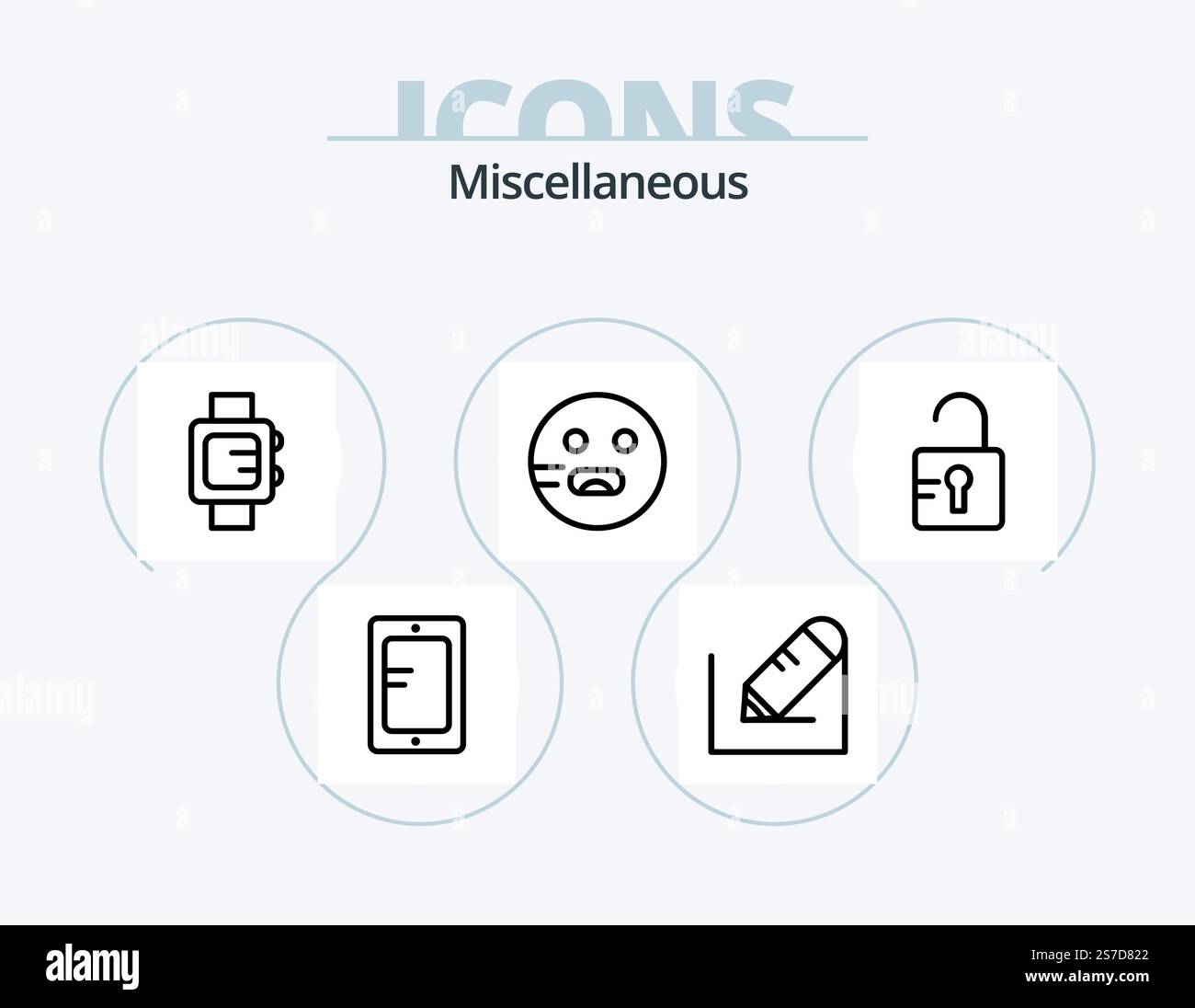 Divers Line Icon Pack 5 Icon Design. . . école. école. musique Illustration de Vecteur