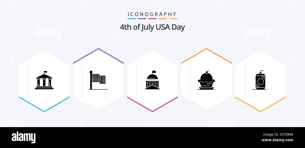 USA 25 Glyph Icon pack comprenant Thanksgiving. muffin. ville. dessert. irlandais Illustration de Vecteur