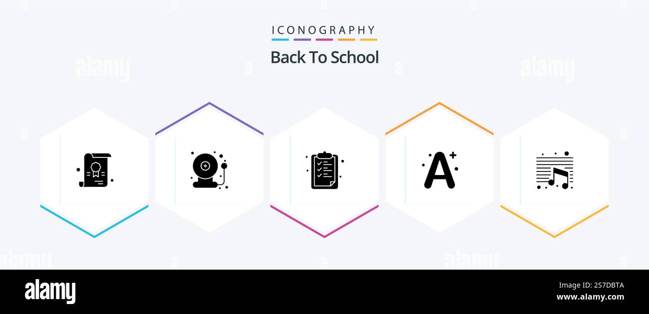 Retour à l'école 25 Pack d'icônes de glyphes comprenant l'éducation. musique. presse-papiers. école. a+ Illustration de Vecteur