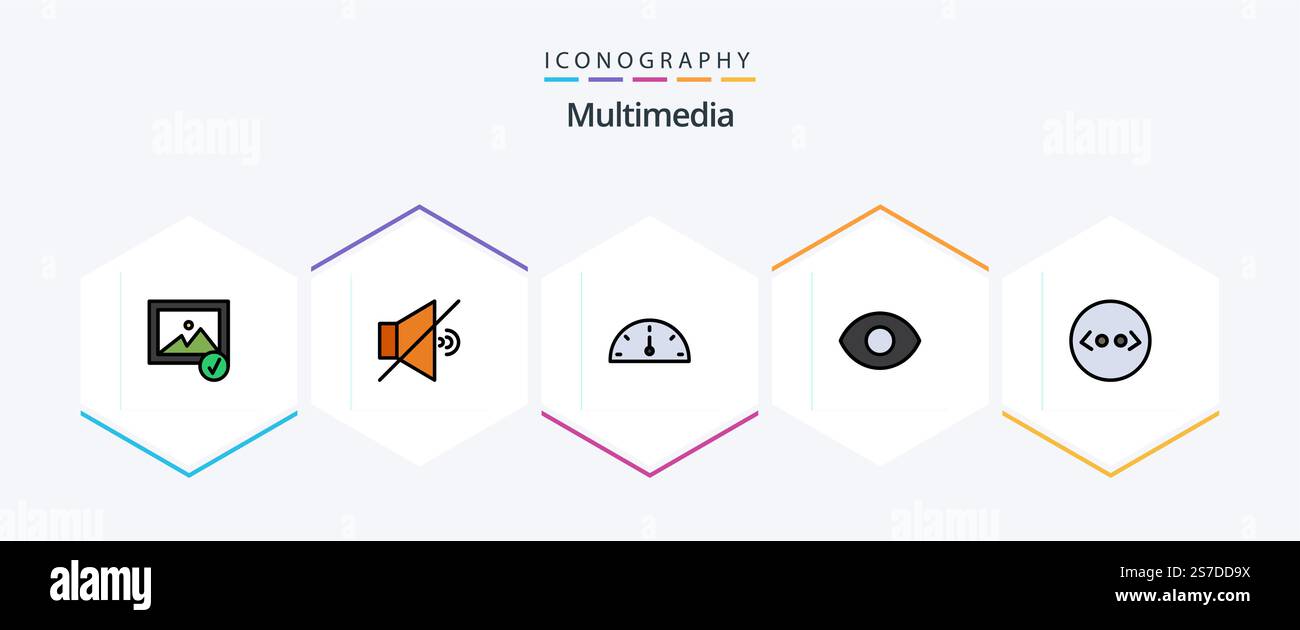 Pack d'icônes MultiMedia 25 FilledLine comprenant . performances. . code Illustration de Vecteur