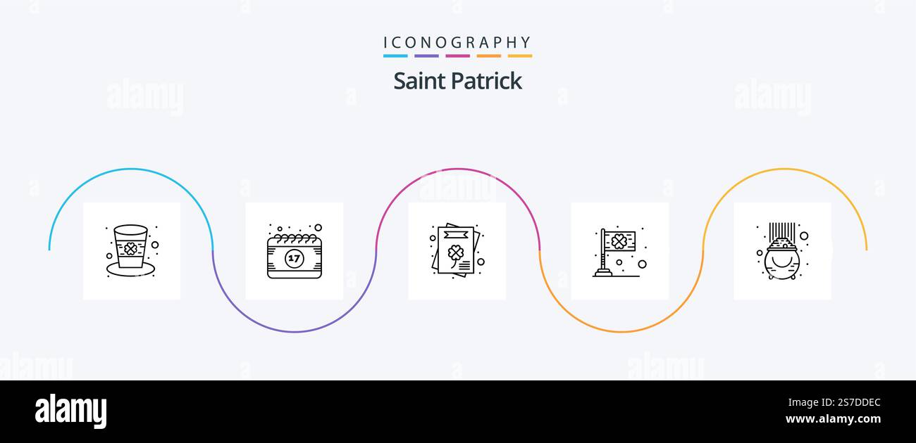 Pack icône Saint Patrick Line 5 comprenant fortune. irlandais. shamrock. drapeau. jour Illustration de Vecteur