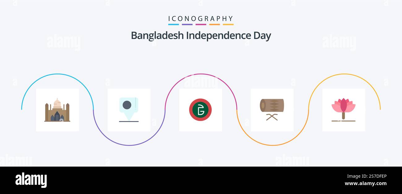 Pack icône Bangladesh Independence Day Flat 5 comprenant le irlandais. bangladesh. instrument. argent Illustration de Vecteur