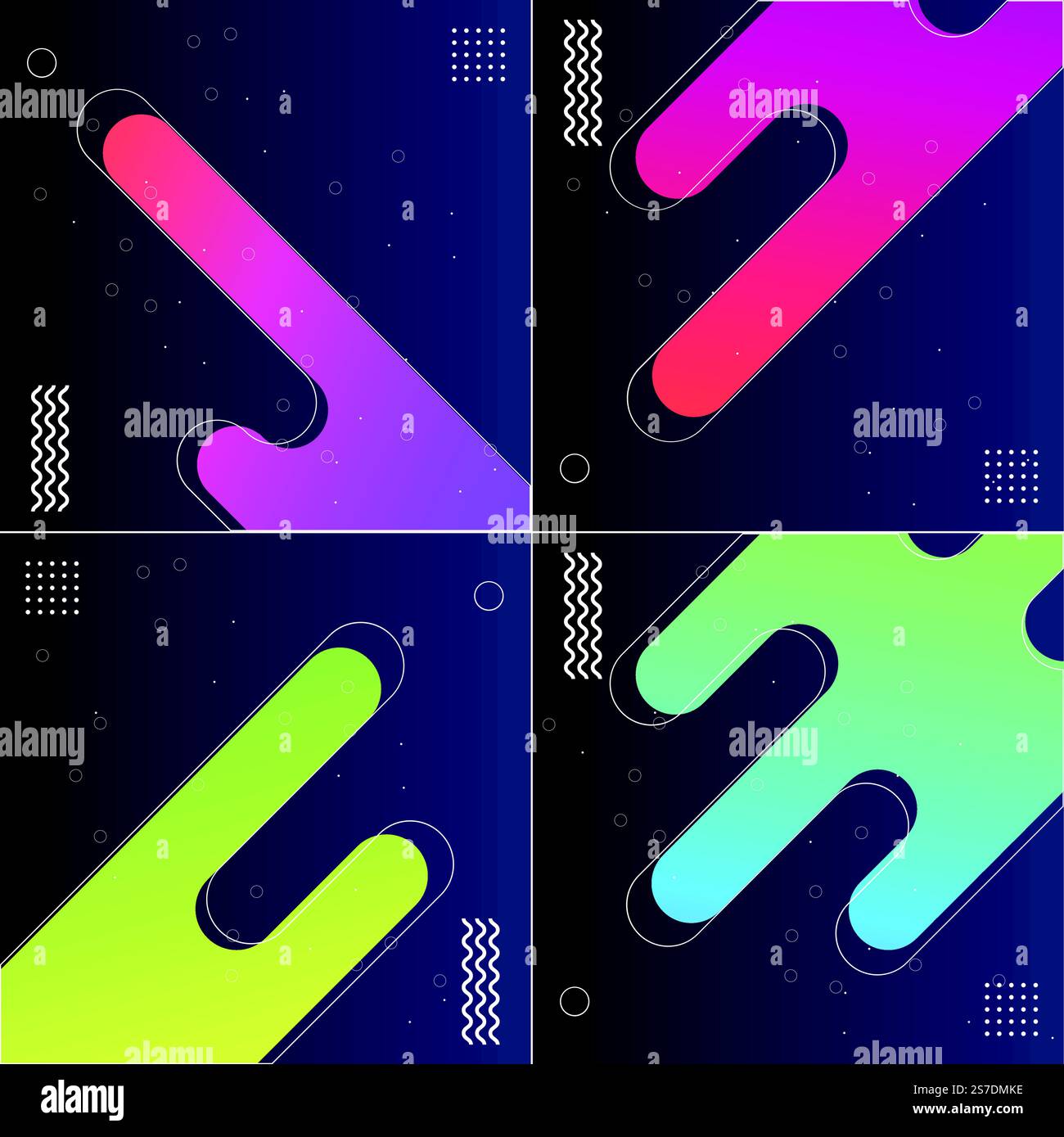 Lot de 4 motifs vectoriels sans couture avec rayures diagonales 1950s-1960s Illustration de Vecteur