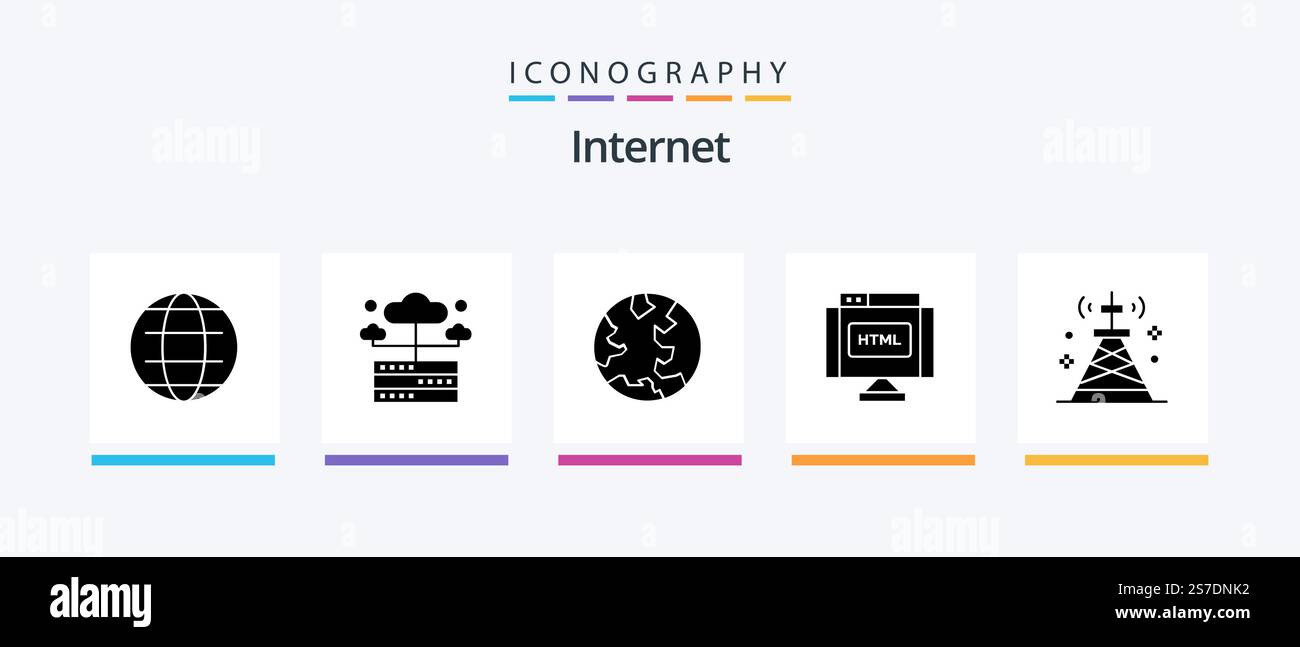Pack d'icônes Internet Glyph 5 avec réseau. internet. masse. html. code. Création d'icônes créatives Illustration de Vecteur Pack d'icônes Internet Glyph 5 avec réseau. internet. masse. html. code. Création d'icônes créatives Illustration de Vecteur